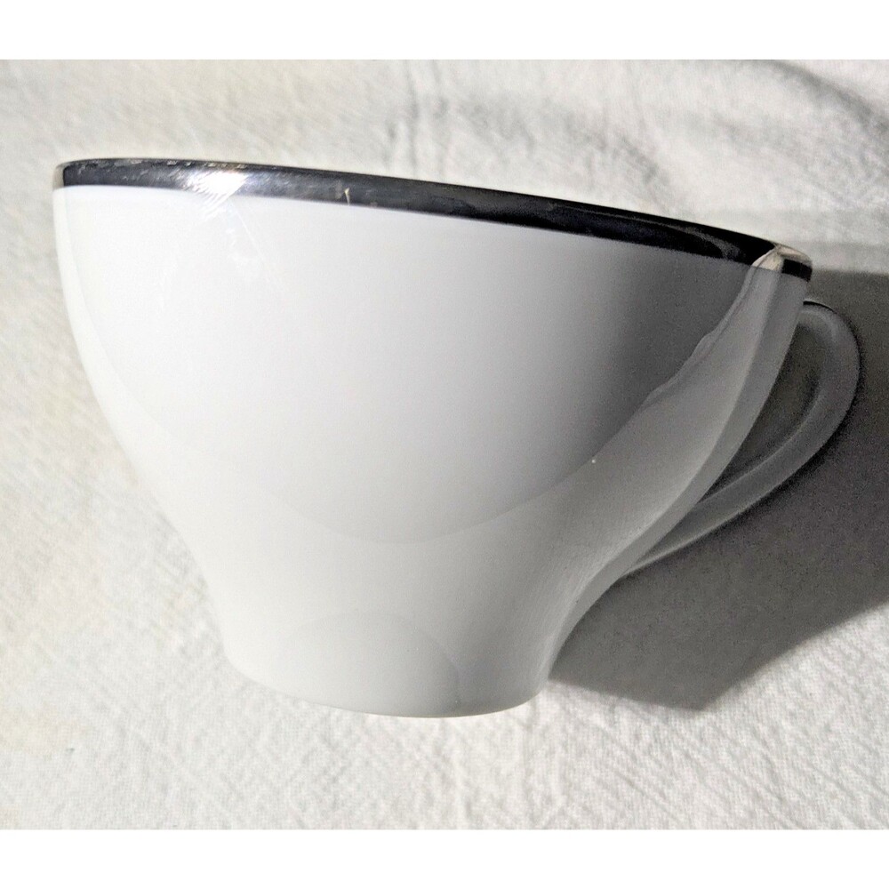 Kenmark Fine China PATRICIAN Teacup Flat Cup 6894 Platinum Trim Japan Vintage